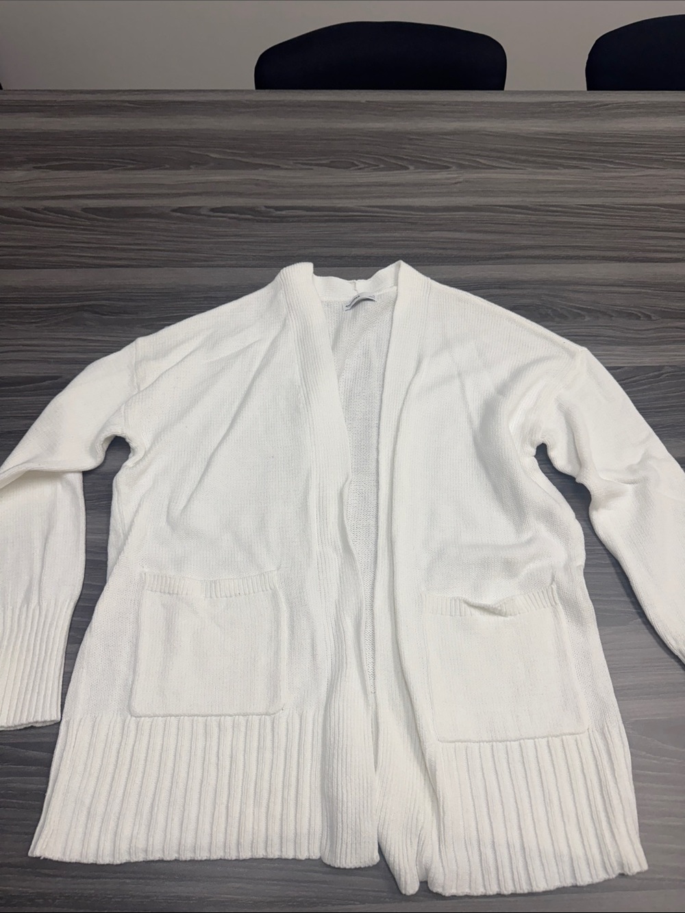 Sonoma Cream Open-Front Pocket Knit Cardigan